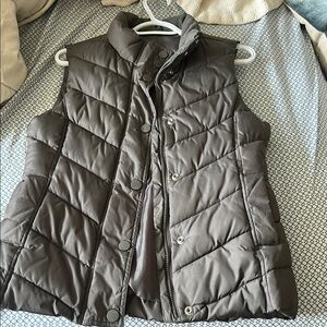 GAP Brown Quilted Vest with Stand-Up Collar